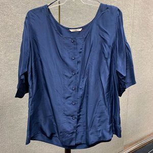 NWT Elvi Navy Silk Blouse US20 / UK22
